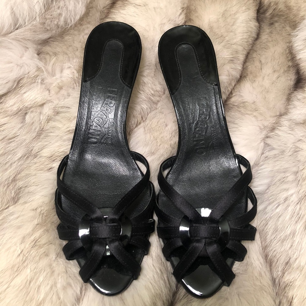 Salvatore Ferragamo Black Kitten Heels